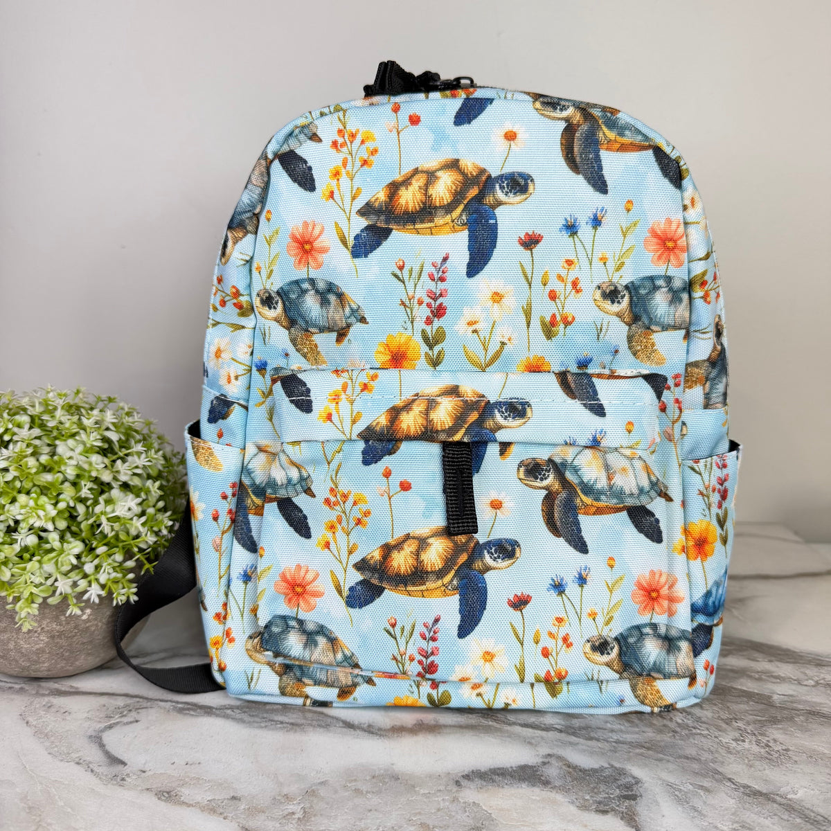 Mini Backpack - Floral Turtle