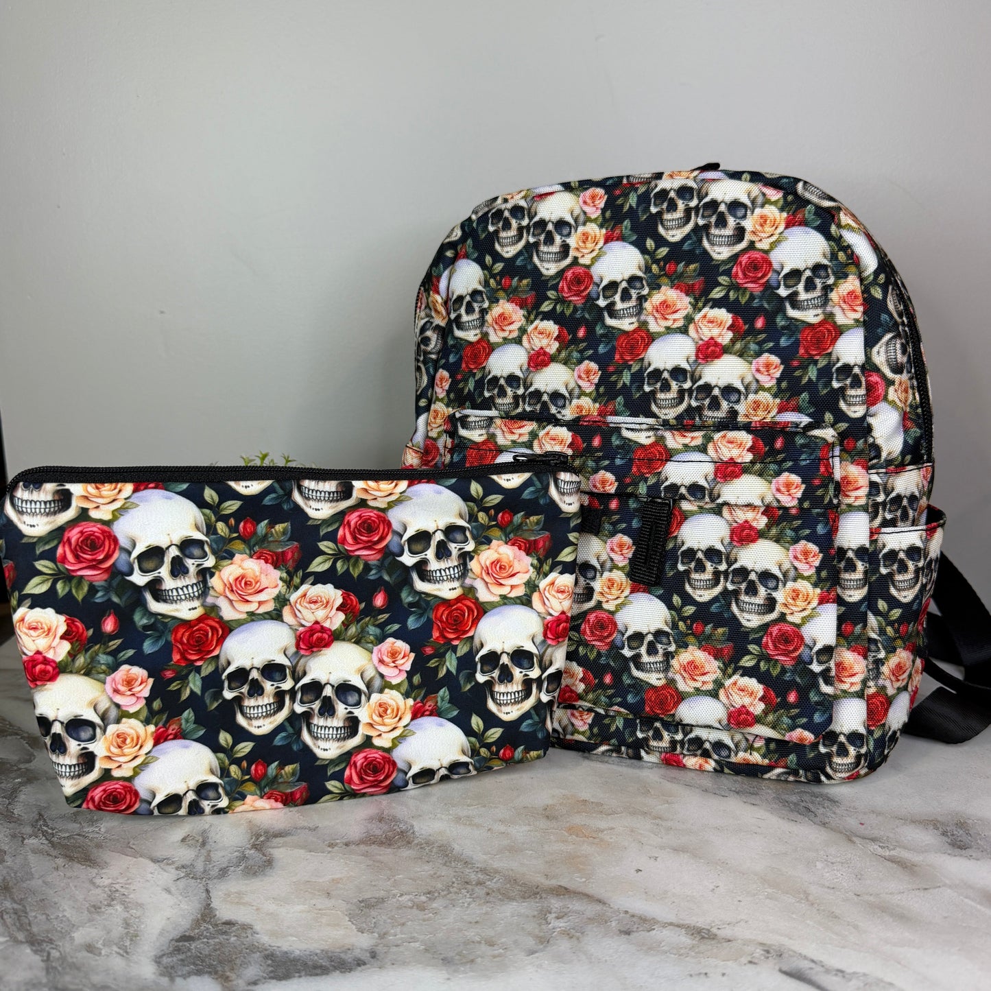 Mini Backpack - Halloween - Skull Roses