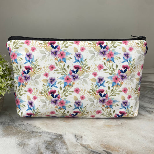 Pouch - Floral Vines Pink Purple Blue