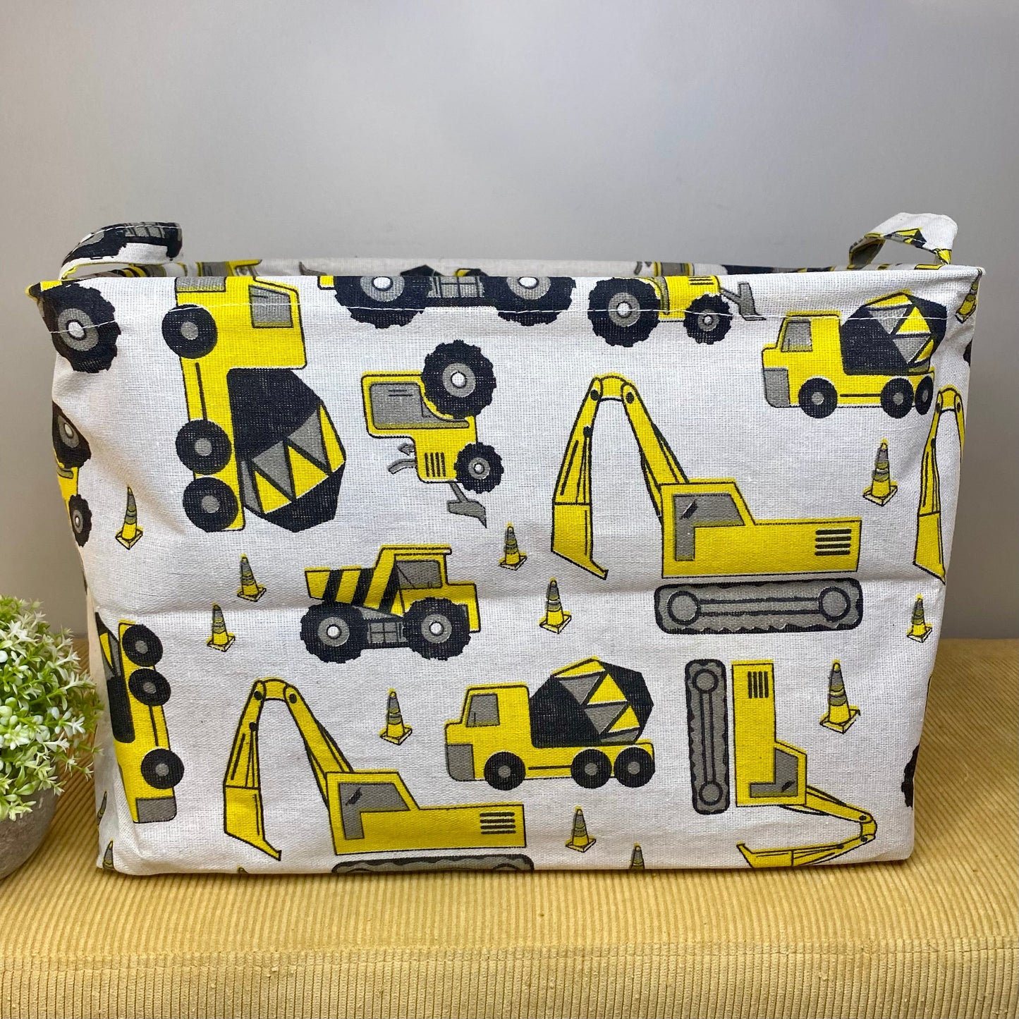 Pop Up Canvas Basket - Construction Trucks