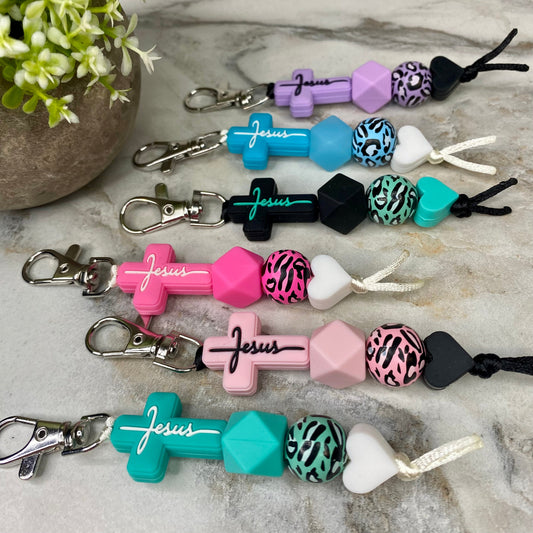 Keychain - Silicone Bead - Religious - Jesus