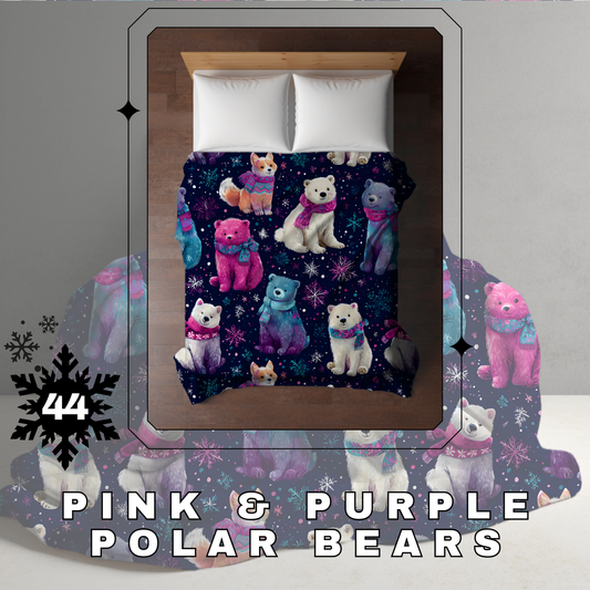Blanket Christmas - Pink & Purple Polar Bear - PREORDER