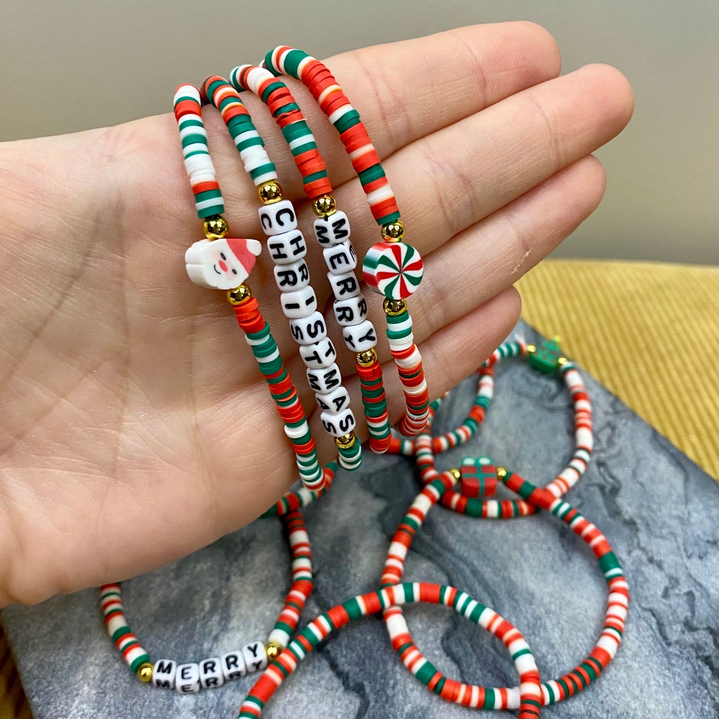 Bracelet - Christmas Clay & Beads