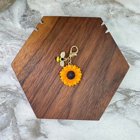 Keychain Charm - Sunflower Bee