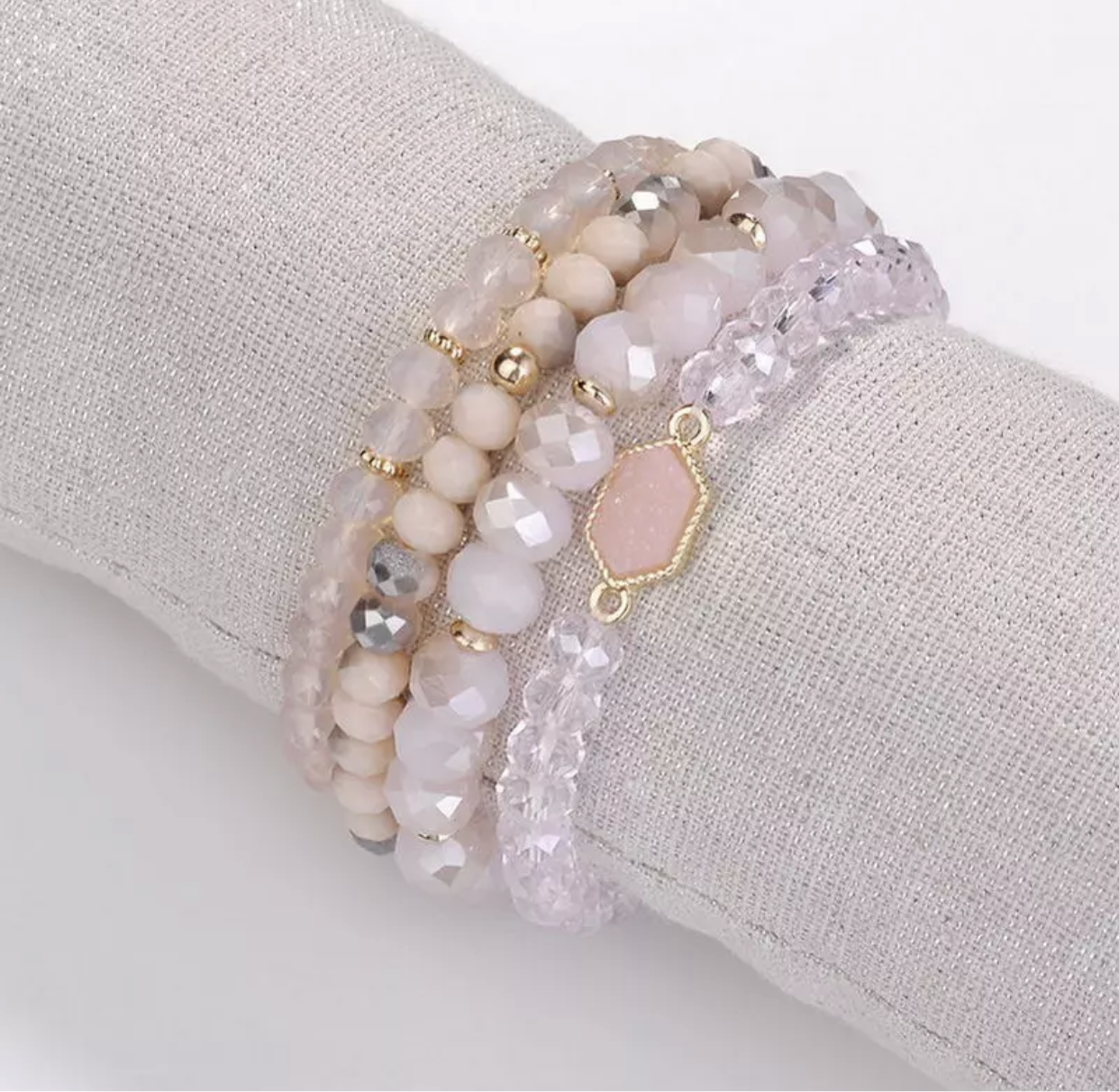 Bracelet Pack - Druzy Bead - Light Pink