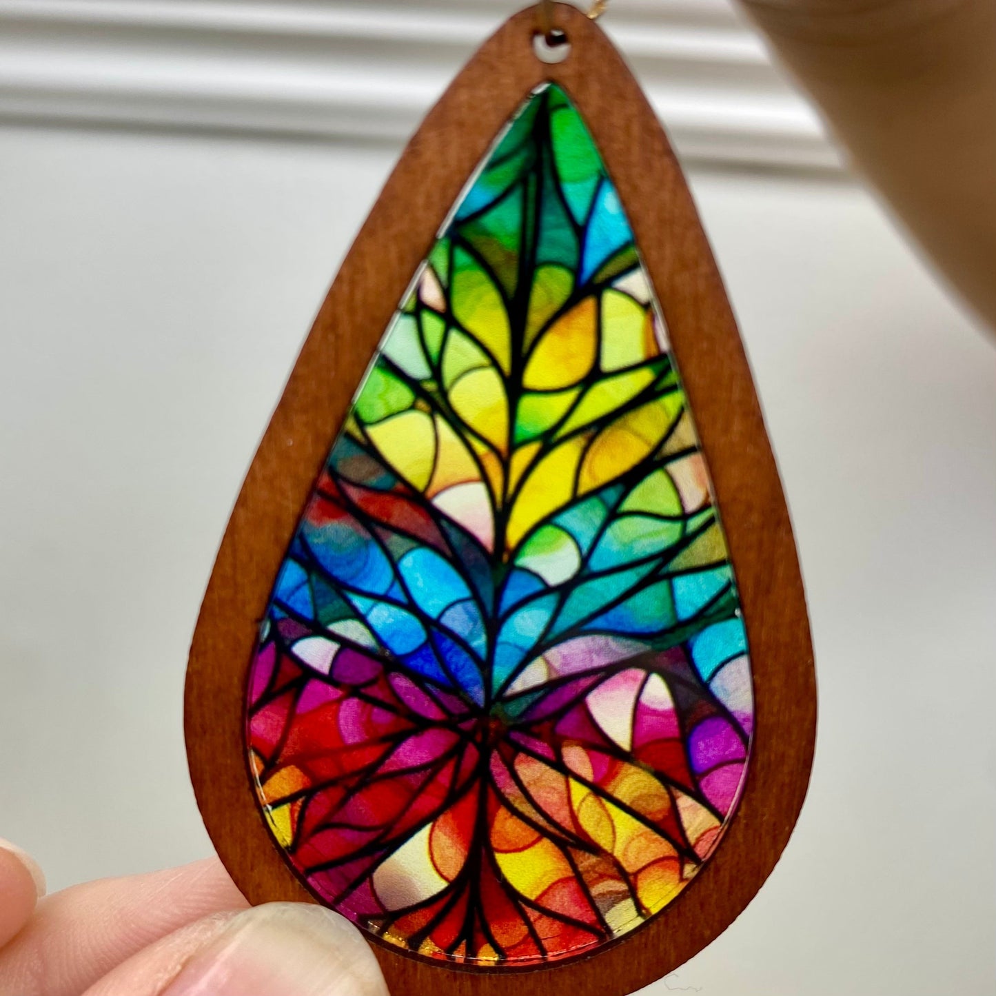 Wooden Teardrop Cutout - Stained Glass Acrylic - #4