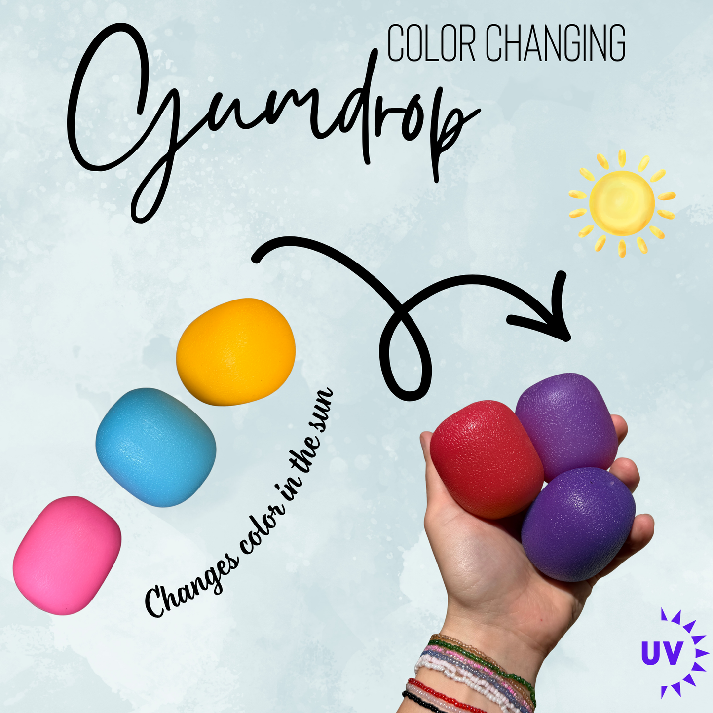 Squishy Toy - Sunlight Color Changing Gumdrop