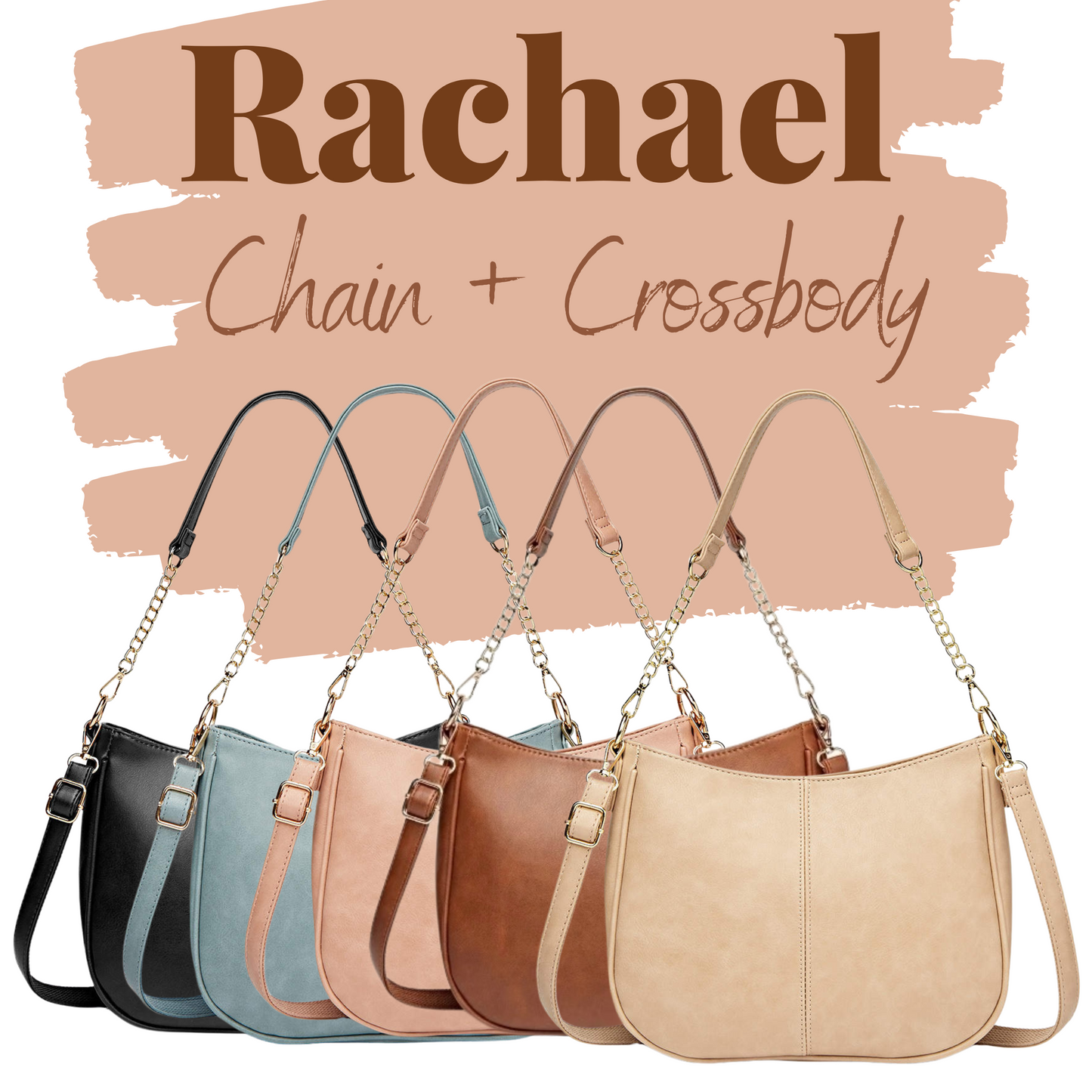 Rachael Crossbody Purse - Faux Leather Strap